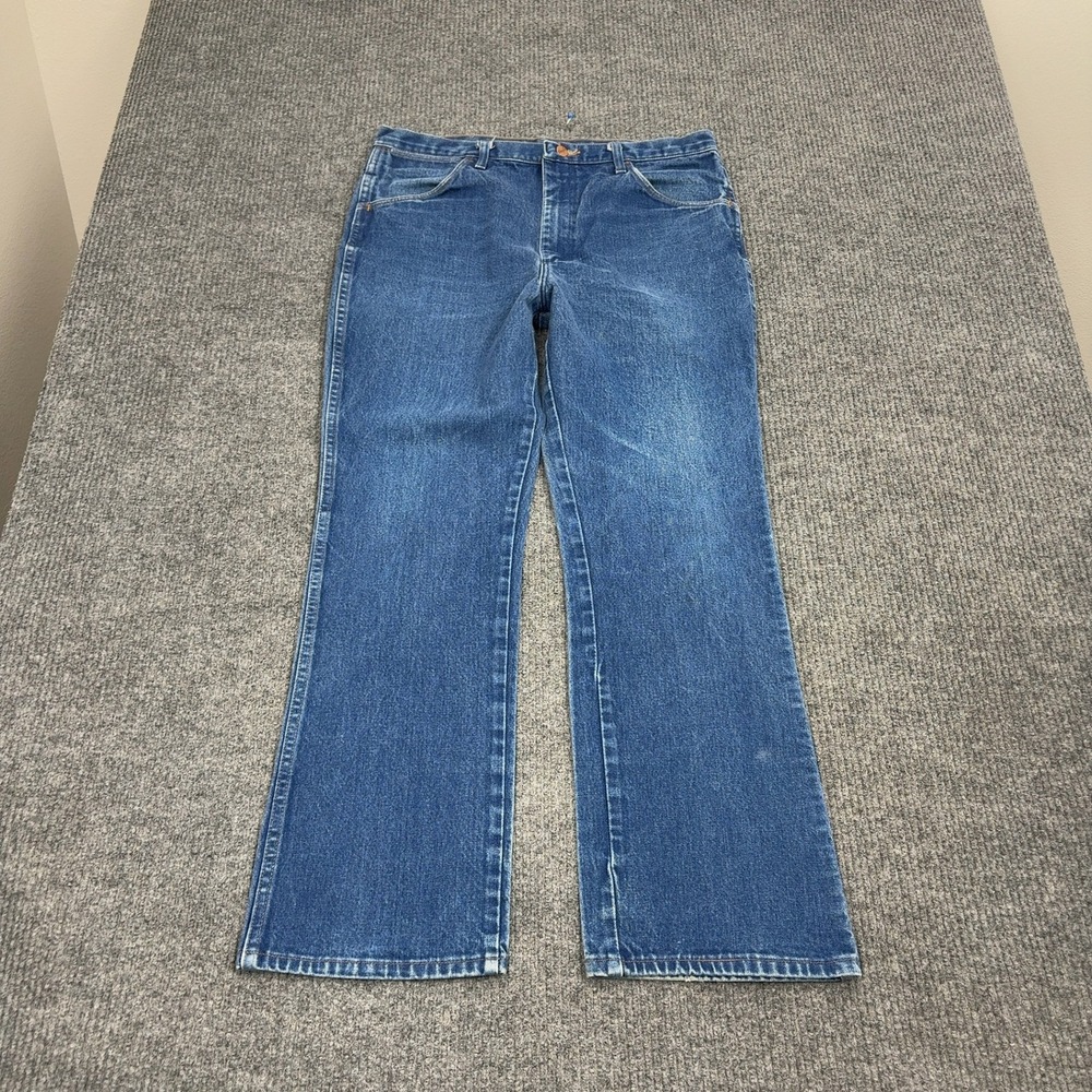 Vintage Wrangler‎ Jeans Mens 38x32 Blue 100% Cotton Bootcut Western Cowboy Style